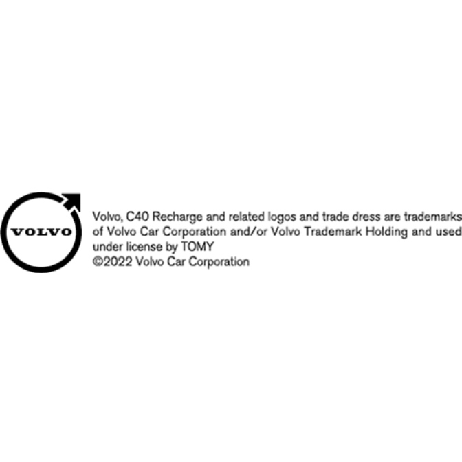 Volvo logo and copyright information for Volvo Car Corporation and TOMY.