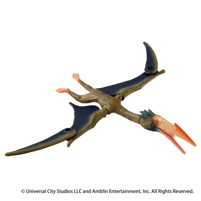  Pteranodon dinosaur toy with blue wings and an orange beak.