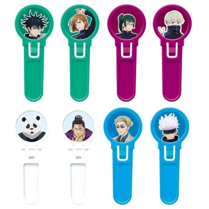  Jujutsu Kaisen character lollipop holders: Yuji, Nobara, Maki, Toge, Panda, Todo, Nanami, Gojo.