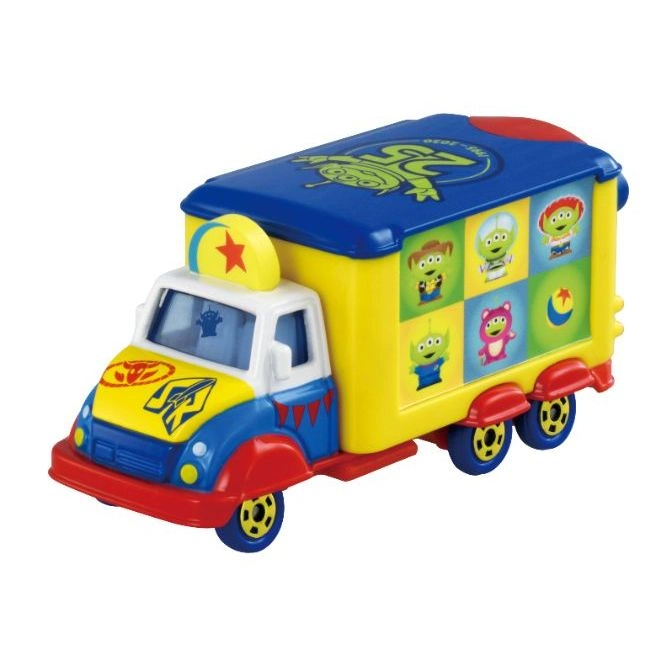 Toy Story truck with alien character graphics, blue roof, and yellow body.