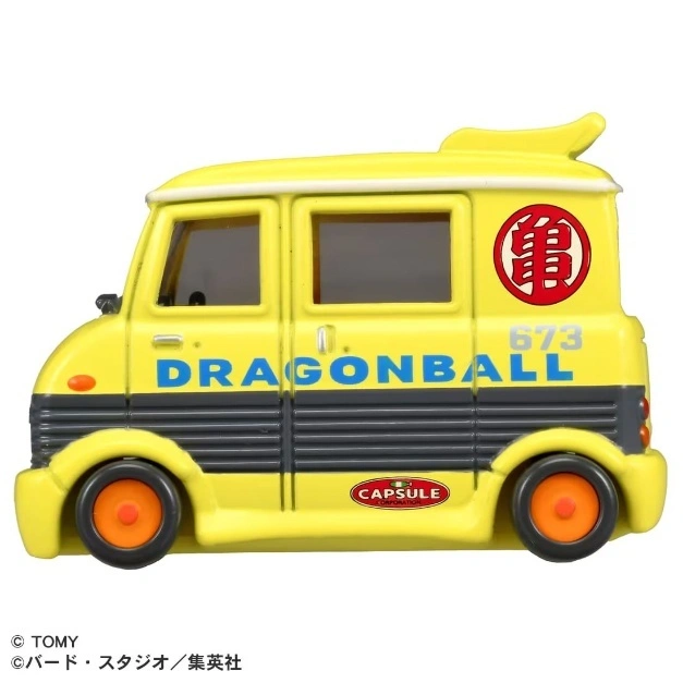  Yellow Dragon Ball van toy with Capsule Corp logo and orange wheels.