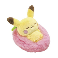 Pokemon - Pikachu Sleeping on a pink fluffy bed