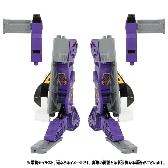  Transformers Astrotrain legs and accessories, purple and grey, in a standing position.