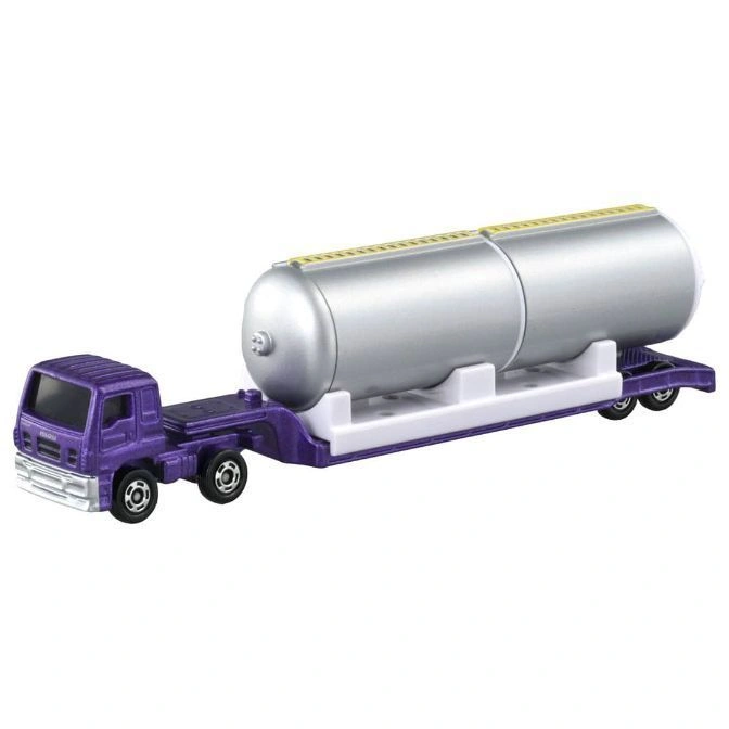 Purple Isuzu truck with a silver tanker trailer, a toy vehicle.