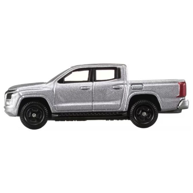  Silver toy pickup truck with black wheels.