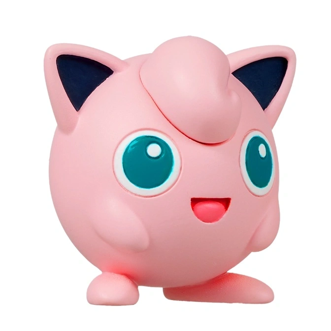  Pink Jigglypuff toy with blue eyes and a smile.