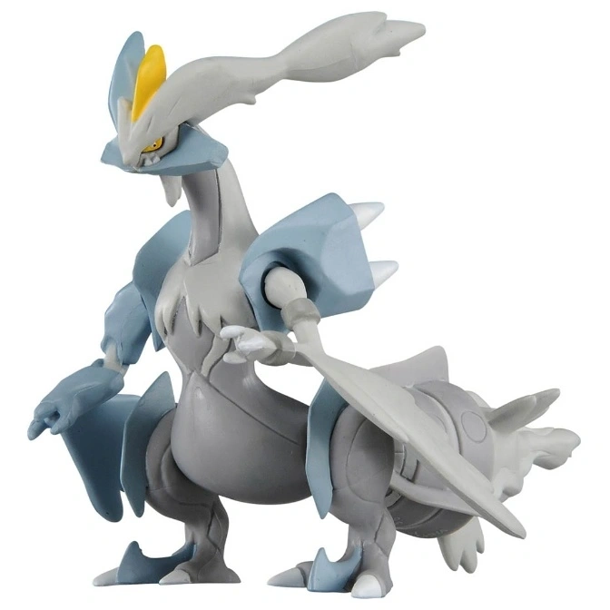 Kyurem toy figure, gray body with light blue armor and white accents.