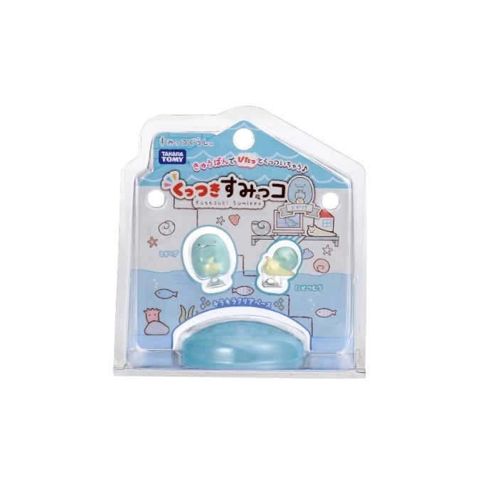 Sumikko Gurashi suction cup toy set in packaging, featuring character figures and a clear base.