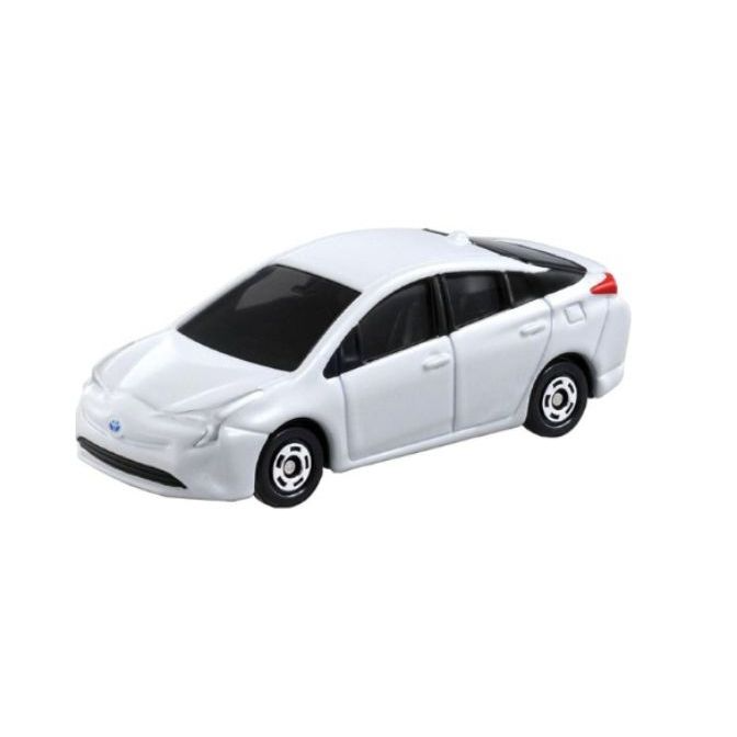 White toy car, a Toyota Prius model, with black windows and wheels.