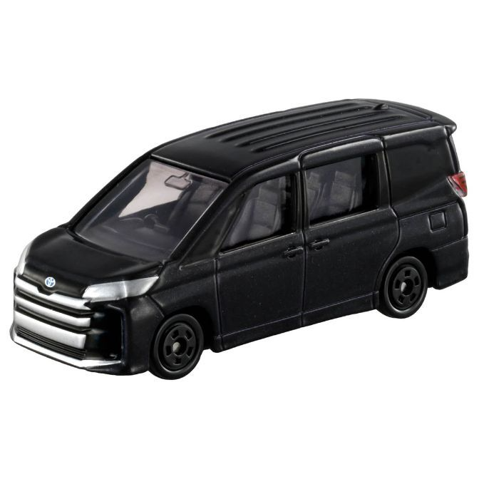 Black toy minivan with silver grill and black wheels.