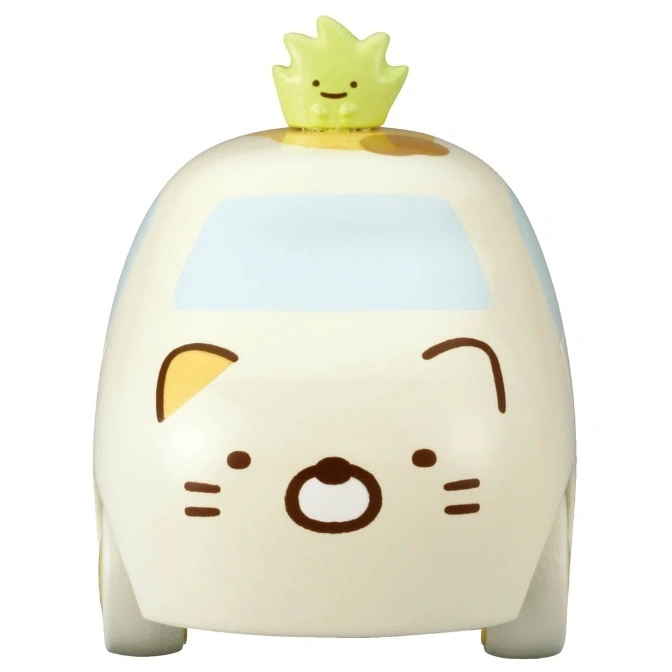  Sumikko Gurashi cat car toy with a smiling sprout on top.