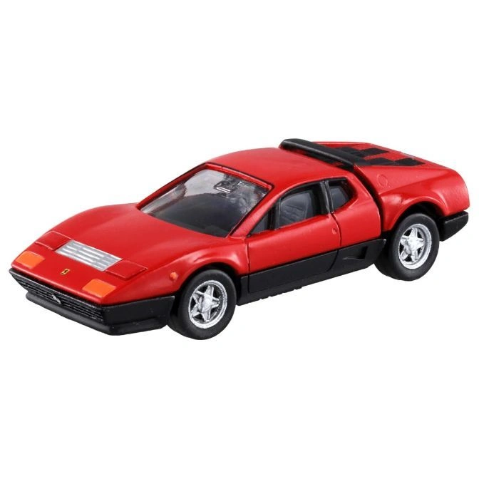 Red Ferrari 512 BB toy car with black trim and silver wheels.