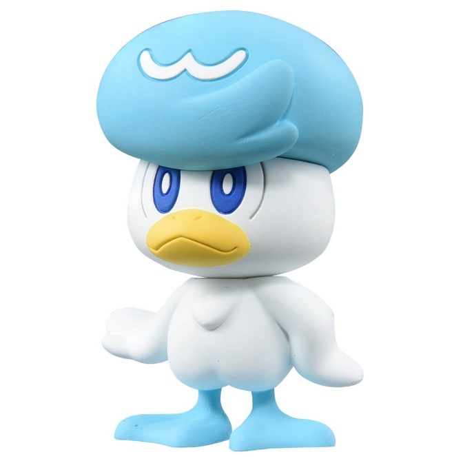 Quaxly toy figure with blue hat and yellow beak.