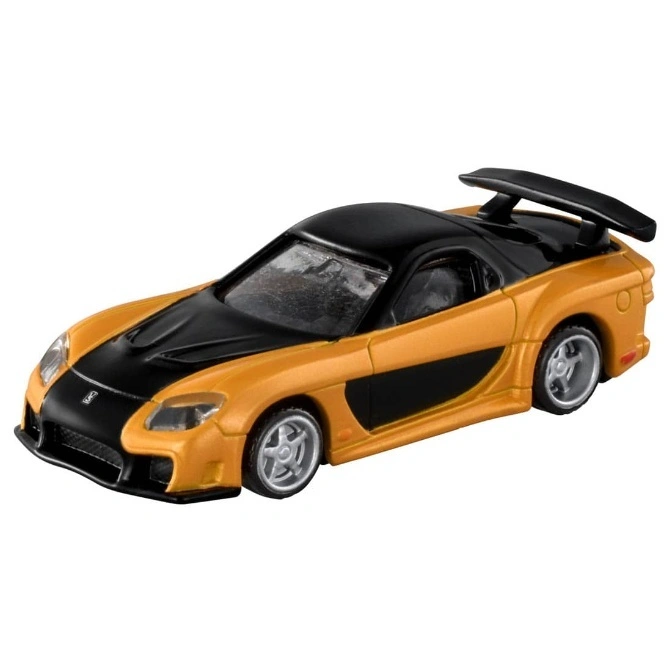  Orange and black toy Mazda RX-7 with spoiler.