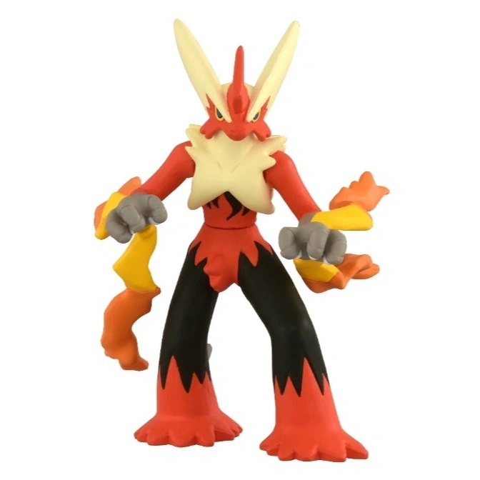  Blaziken action figure with red, black, and yellow details standing upright.