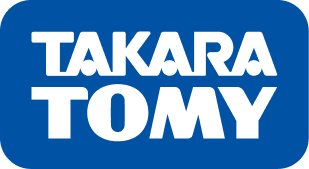 TAKARA TOMY brand logo on blue background.