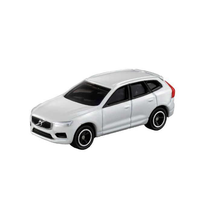 White Volvo XC60 toy car with black wheels and red taillights.