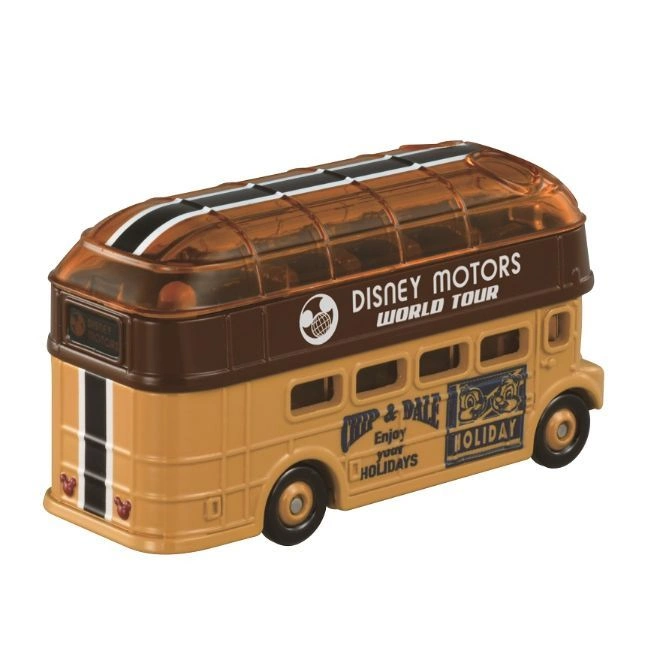  Disney Motors World Tour bus toy, featuring Chip & Dale holiday design, brown and tan color scheme.