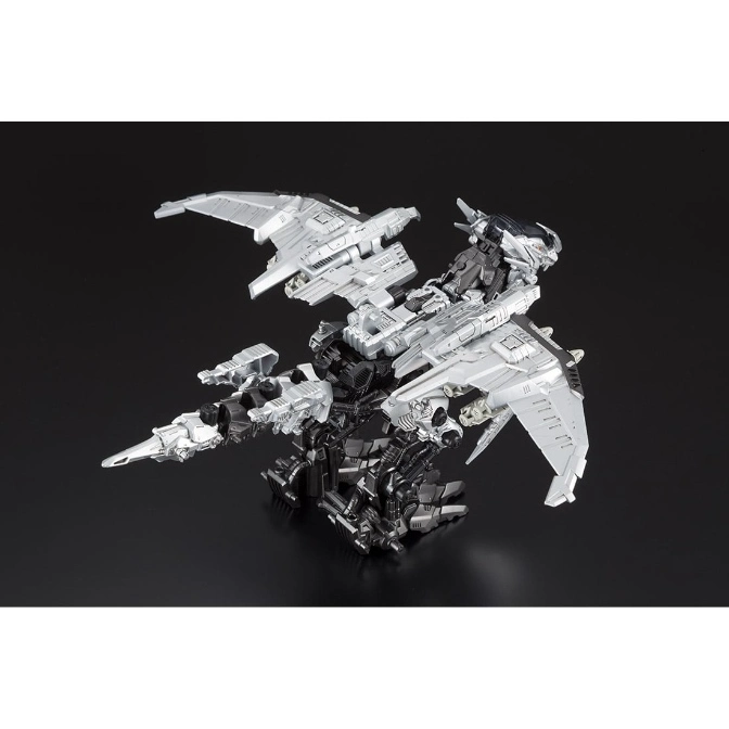  Grey and black robot dragon toy with wings and intricate mechanical details.