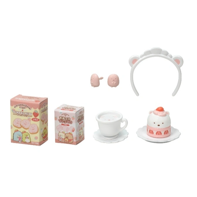  Sumikko Gurashi cafe toy set: treats, headband, and figures.