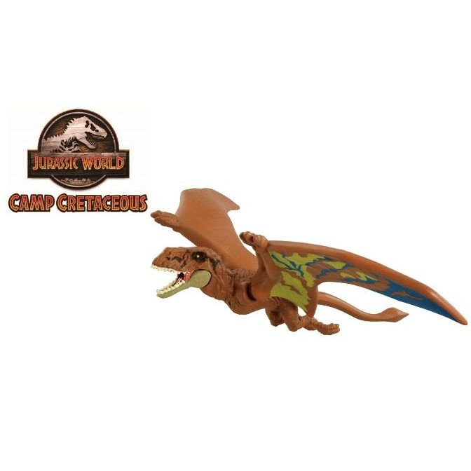 Jurassic World Camp Cretaceous Dimorphodon toy with brown body and patterned wings.