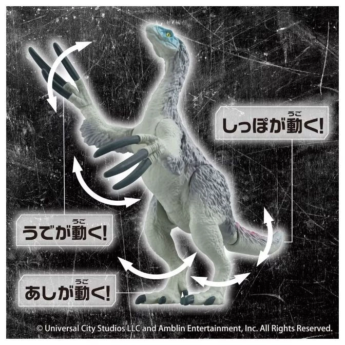  Therizinosaurus toy with moving arms, legs, and tail, as indicated by arrows and Japanese text.