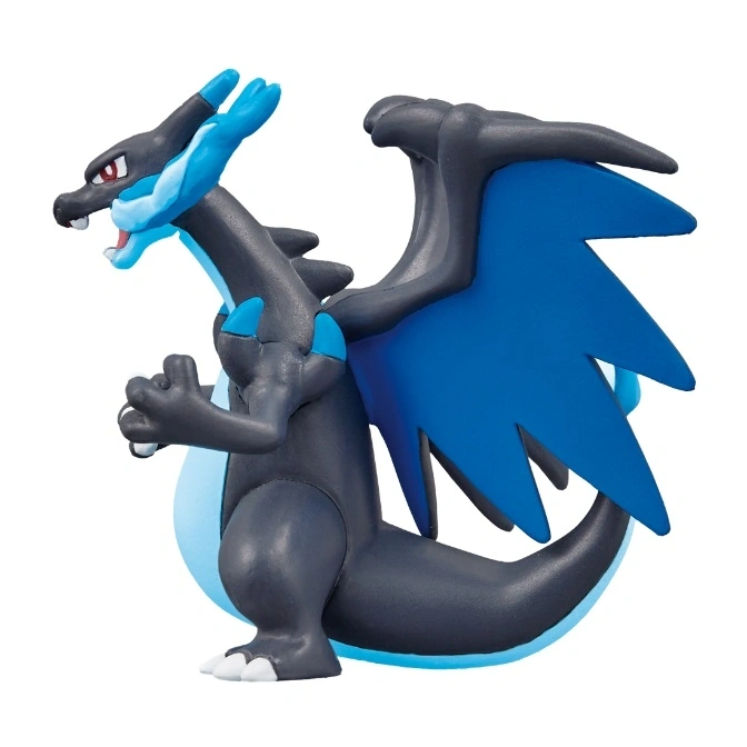  Charizard toy figure with blue wings and accents, standing in a dynamic pose.