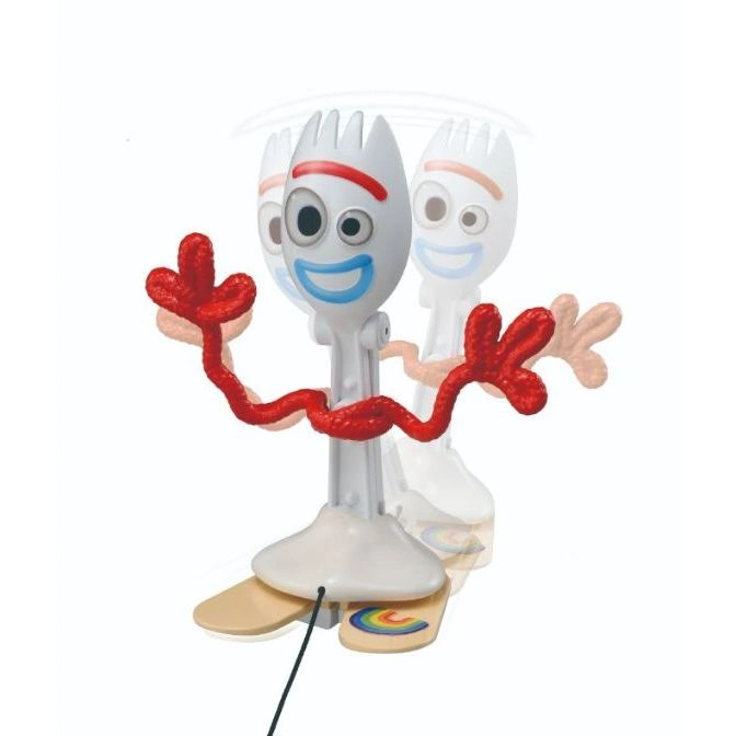  Toy Story's Forky figure with googly eyes, red pipe cleaner arms, and popsicle stick feet.