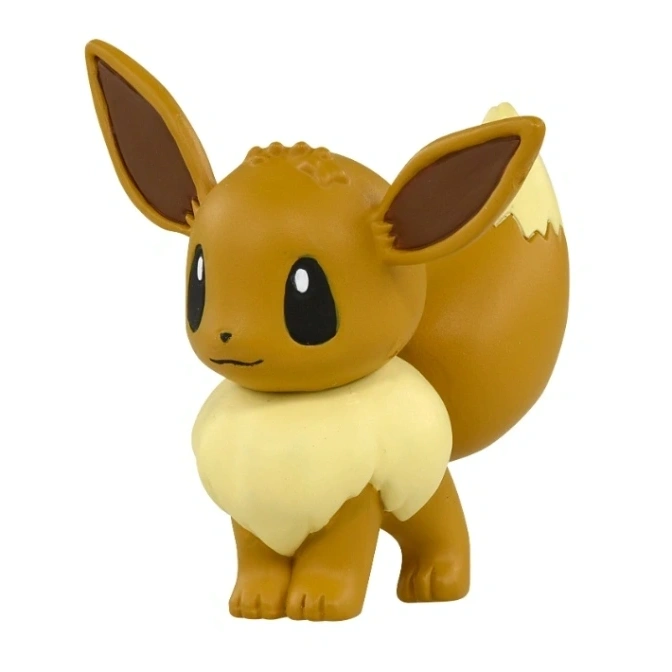 Eevee toy figure with brown fur, big ears, and a fluffy cream-colored mane.