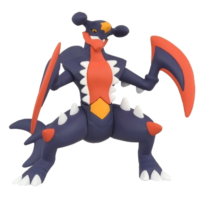 Garchomp action figure with orange and blue coloring, standing pose.