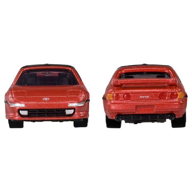  Red Toyota MR2 toy car, front and rear views.