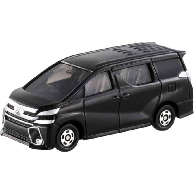 Black toy minivan with detailed front grill and wheels.