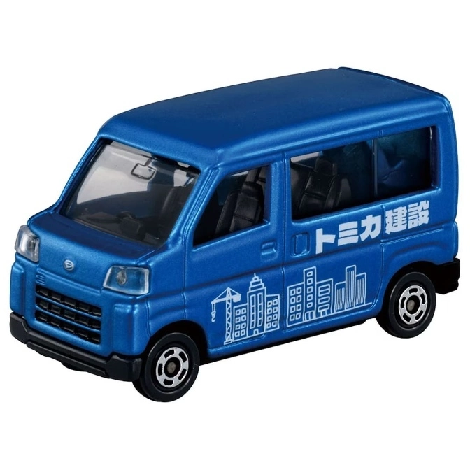  Blue Tomica diecast van with construction graphics.