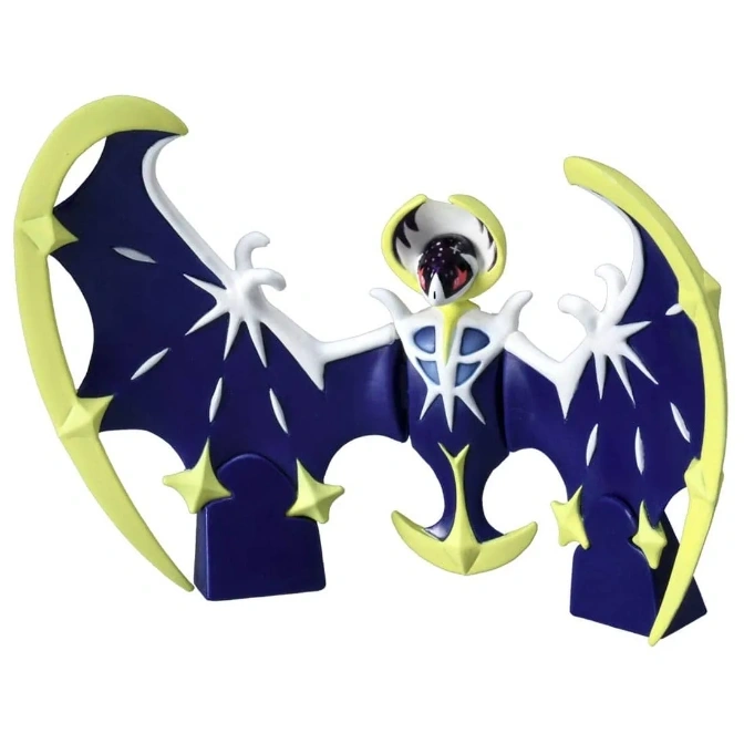  Lunala Pokémon figure with dark blue wings, yellow accents, and star details.