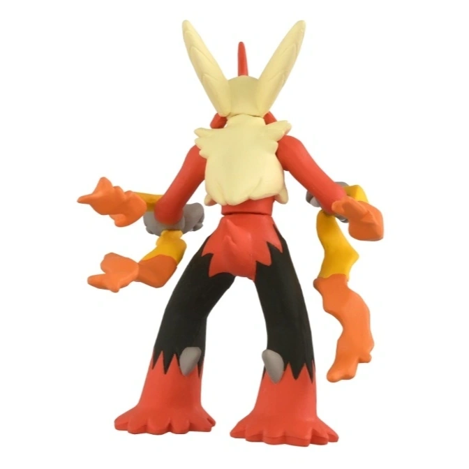  Blaziken action figure with red, black, and yellow coloring, viewed from the back.