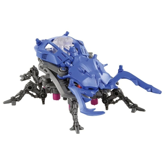 Blue beetle-like robot toy with multiple legs and a clear cockpit.