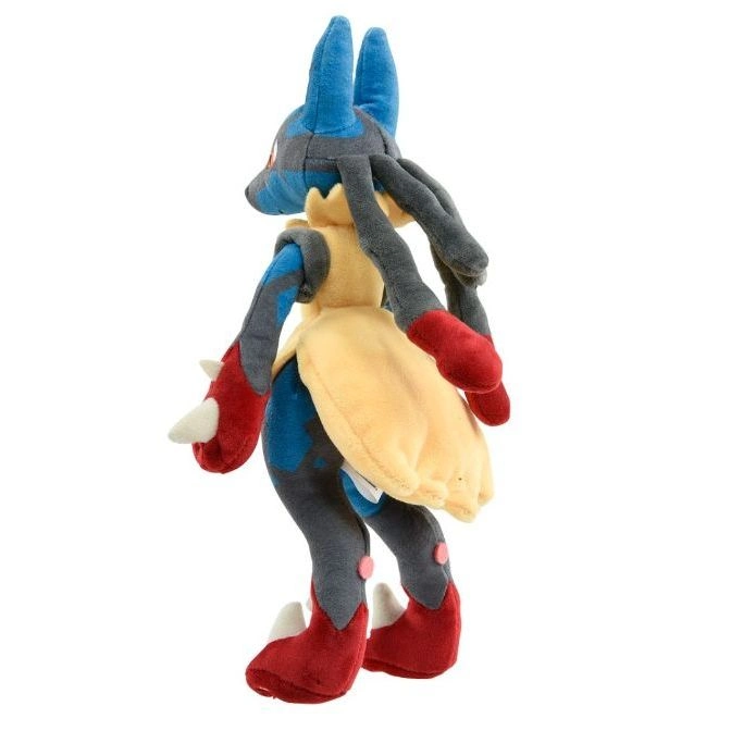  Lucario plush toy with blue, grey, red, and yellow colors.