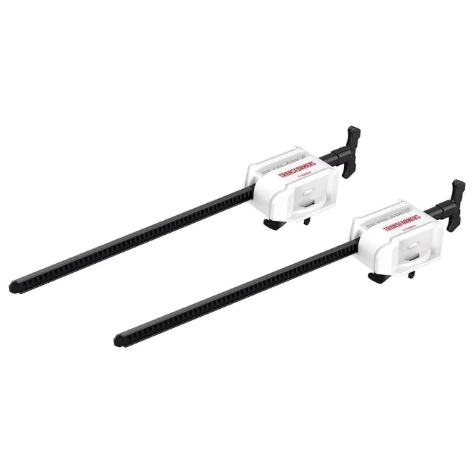  Two Beyblade launchers with black ripcords and white handles featuring Transformers branding.
