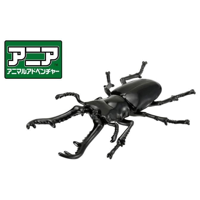  Black stag beetle toy with large mandibles and segmented legs.