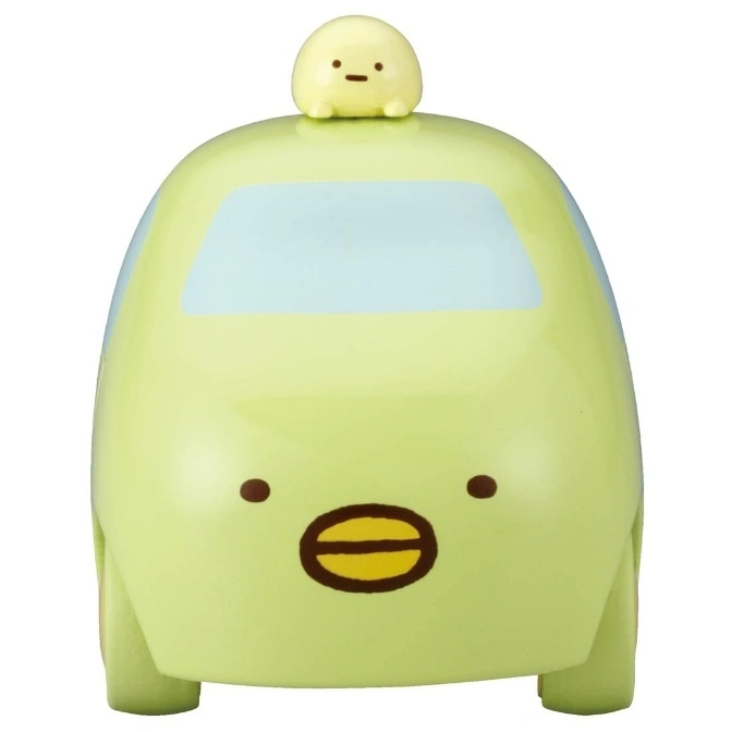  Green Sumikko Gurashi car toy with a yellow character on top.