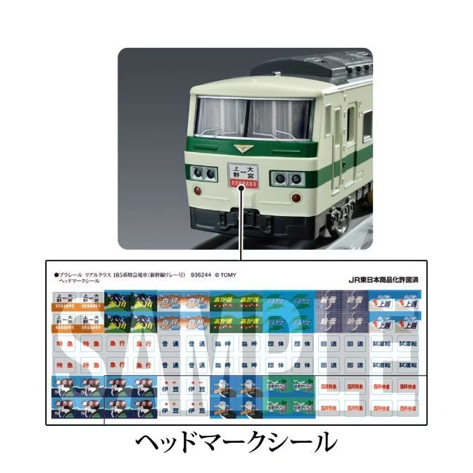  Toy train with headlight stickers sheet. Includes express, rapid, and local train head signs.