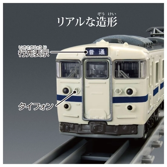  Toy train with 'Local' destination sign, blue stripe, and detailed front.