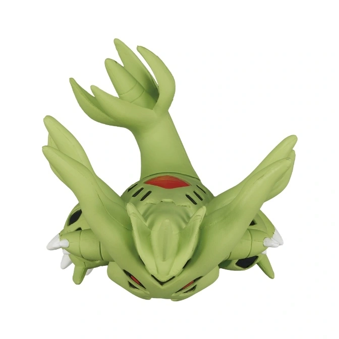  Green Tyranitar toy figure with red accents and white spikes.