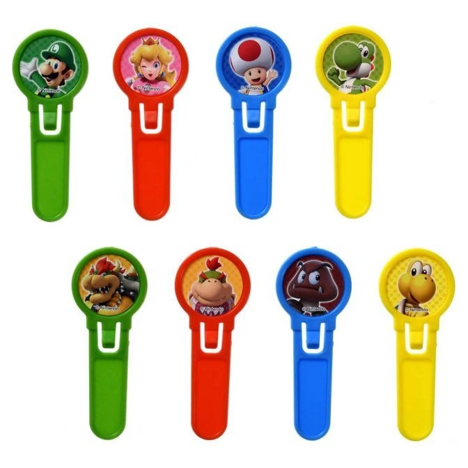  Mario character candy dispensers in green, red, blue, and yellow.