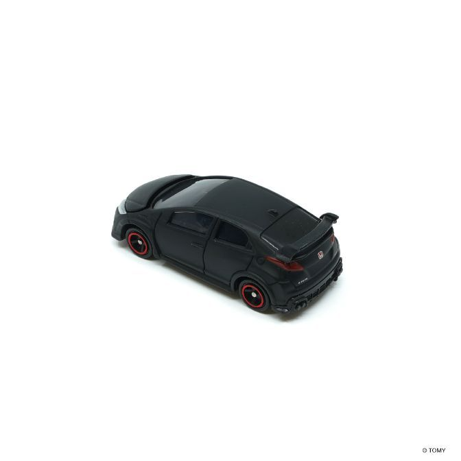  Black Honda Civic Type R toy car with red rims and spoiler.