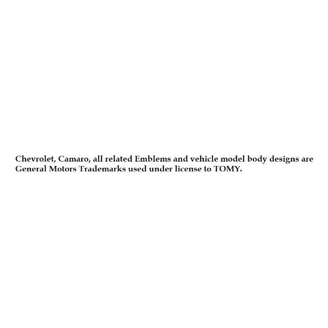  Chevrolet and Camaro trademarks belong to General Motors and are licensed to TOMY.