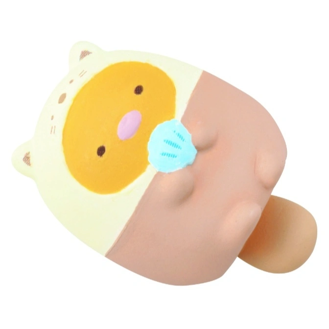  Bear-shaped ice cream squishy toy with a light blue swirl on its face.