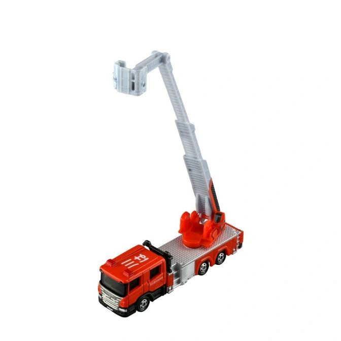  Toy fire truck with extended ladder and bucket.