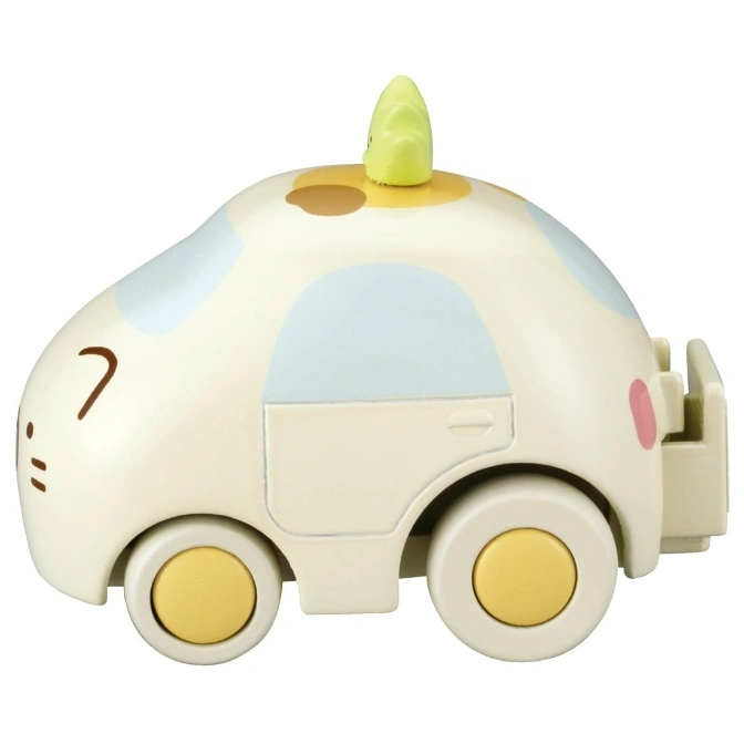  Sumikko Gurashi toy car with a light green sprout on top, featuring character details.