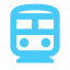Blue train icon representing public transport.